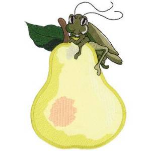 Picture of Pear & Katydid Applique Machine Embroidery Design