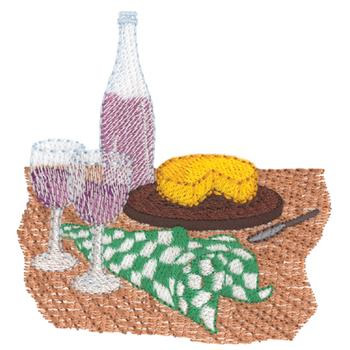 Wine & Cheese Machine Embroidery Design