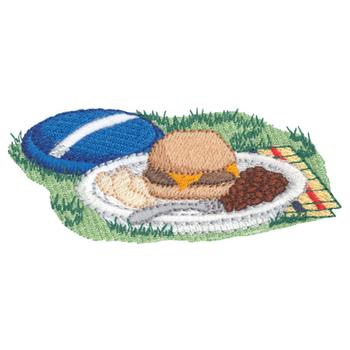 Hamburger and Chips Machine Embroidery Design