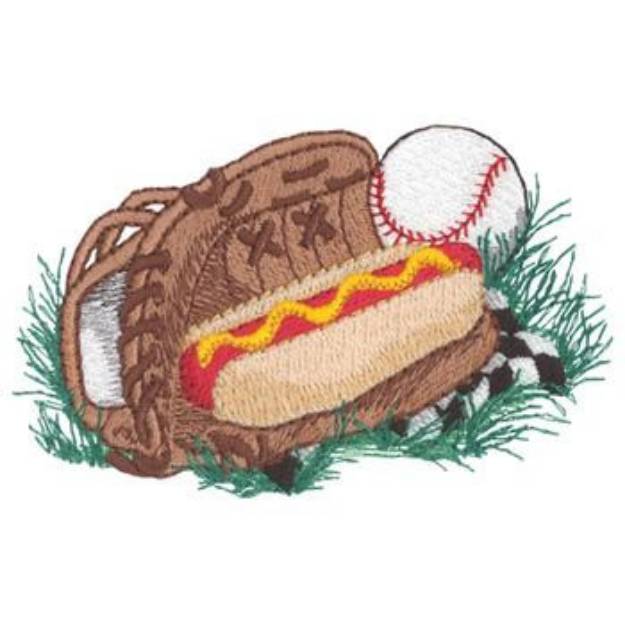 Picture of Baseball Glove & Hotdog Machine Embroidery Design