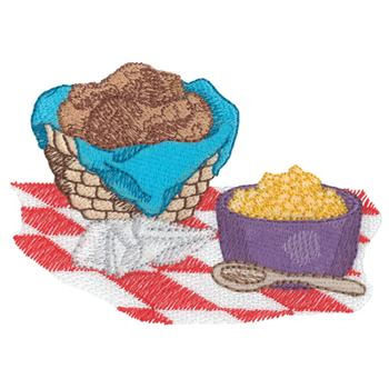 Fried Chicken & Potato Salad Machine Embroidery Design