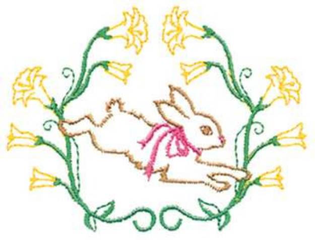 Picture of Bunny With Lilies Machine Embroidery Design
