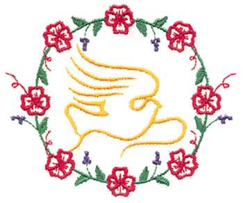 Dove With Flowers Machine Embroidery Design