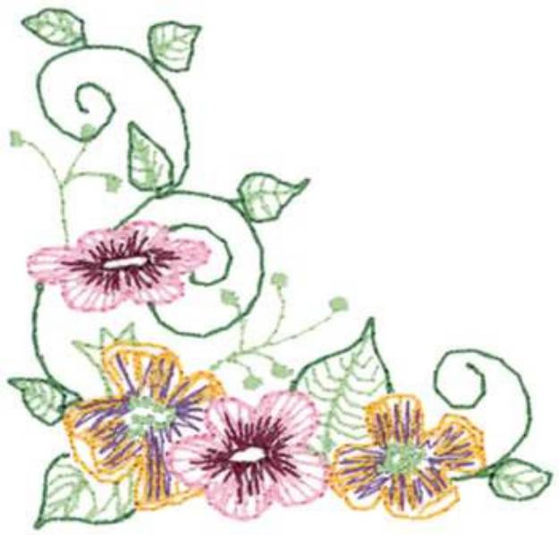 Picture of Flower Corner Machine Embroidery Design