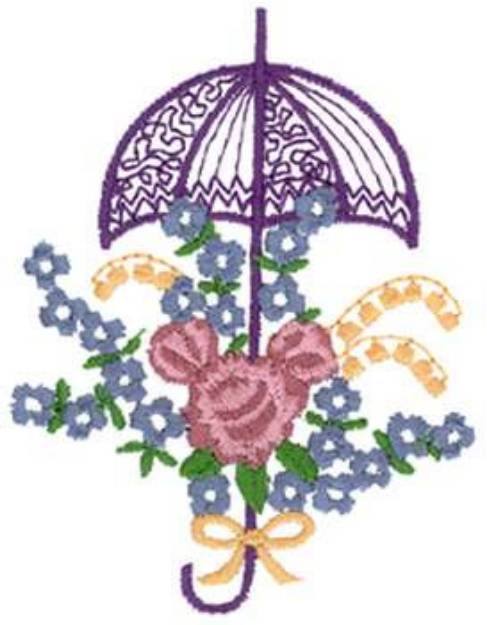 Picture of Umbrella & Flowers Machine Embroidery Design