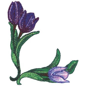 Tulip Corner Machine Embroidery Design