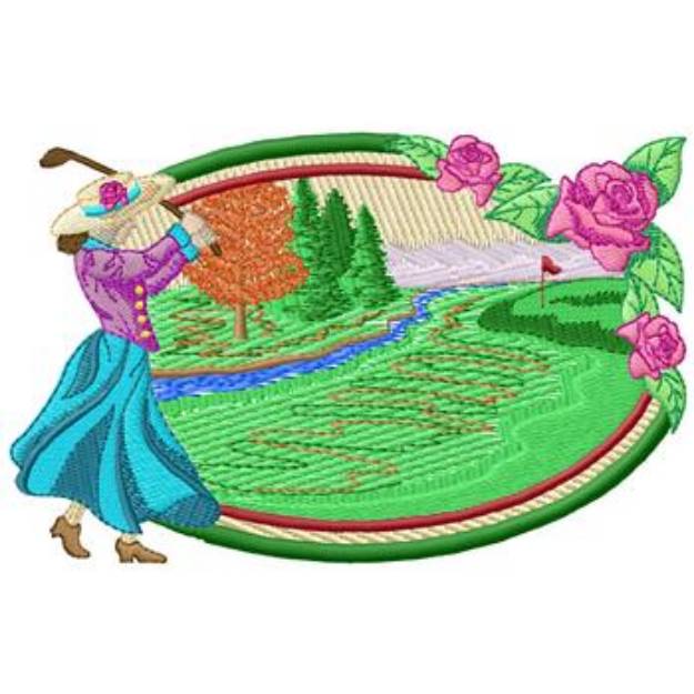 Picture of Old Time Golf Scene Machine Embroidery Design