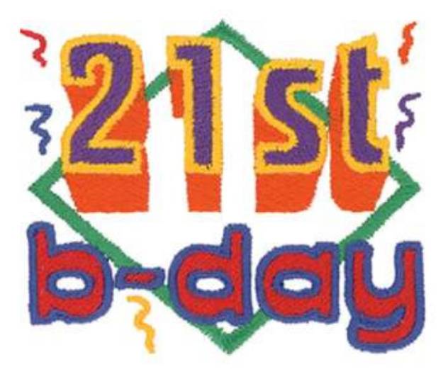 Picture of 21st Birthday Machine Embroidery Design