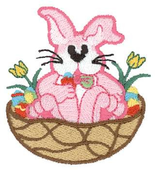 Bunny In Basket Machine Embroidery Design