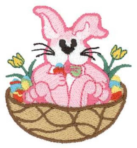 Picture of Bunny In Basket Machine Embroidery Design