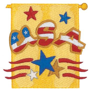 4th Of July Banner Machine Embroidery Design