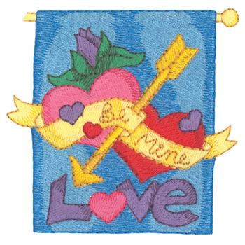 Valentines Day Banner Machine Embroidery Design