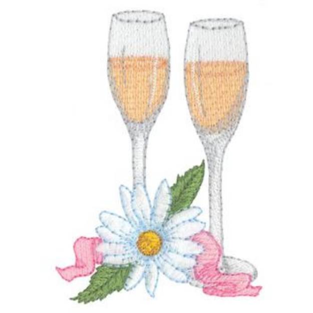 Picture of Champagne Glasses Machine Embroidery Design