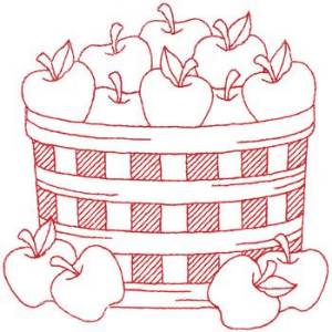 Picture of Apples In Basket Machine Embroidery Design
