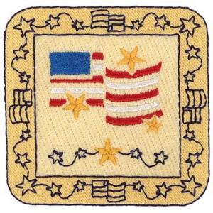 Picture of U.S. Flag Square Machine Embroidery Design