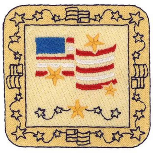 Picture of U.S. Flag Square Machine Embroidery Design