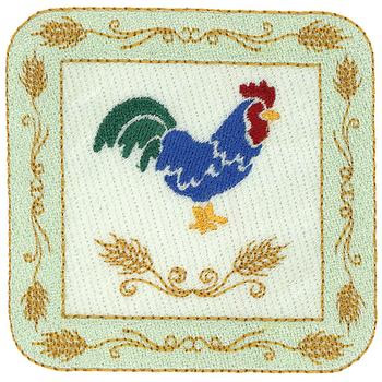 Rooster Square Machine Embroidery Design