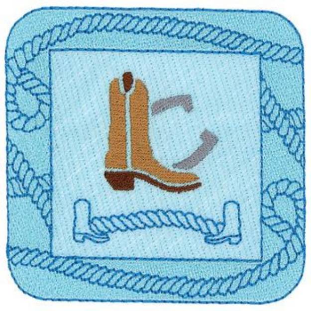 Picture of Cowboy Boot Square Machine Embroidery Design
