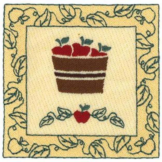 Picture of Apple Basket Square Machine Embroidery Design