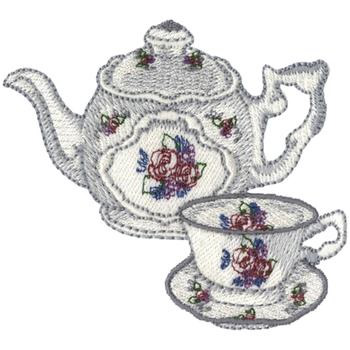 Victorian Tea Service Machine Embroidery Design