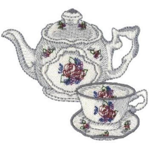 Picture of Victorian Tea Service Machine Embroidery Design