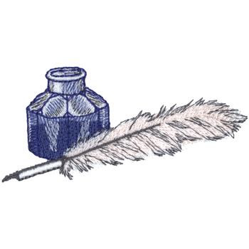 Quill Pen And Ink Machine Embroidery Design