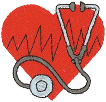 Heart & Stethescope Machine Embroidery Design