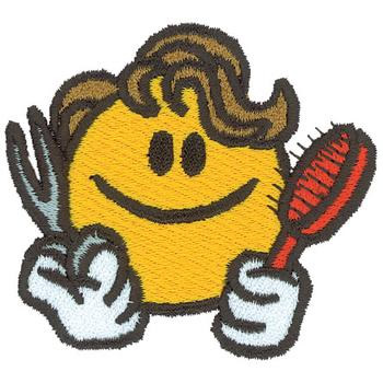 Smiley Face Hairstylist Machine Embroidery Design