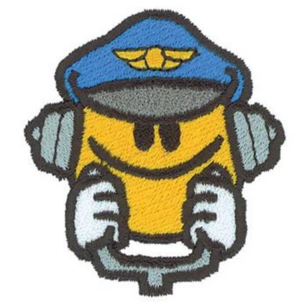 Picture of Smiley Face Pilot Machine Embroidery Design