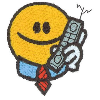 Smiley Face Businessman Machine Embroidery Design