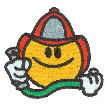 Smiley Face Firefighter Machine Embroidery Design
