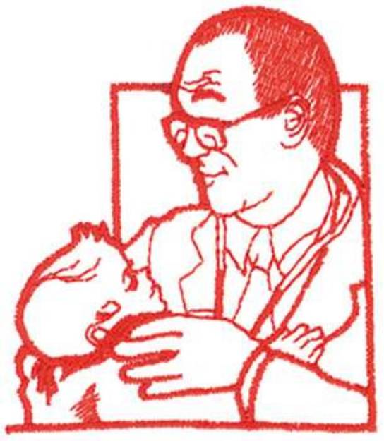Picture of Pediatrician & Baby Outline Machine Embroidery Design