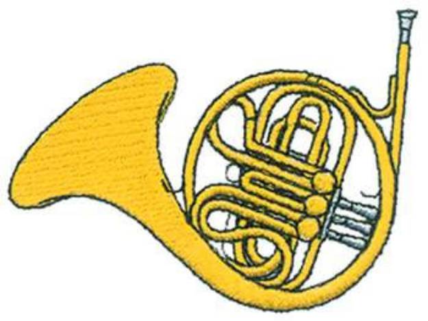 Picture of French Horn Machine Embroidery Design