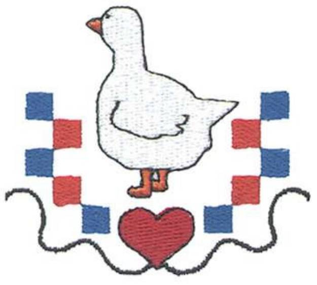 Picture of Goose With Heart Machine Embroidery Design