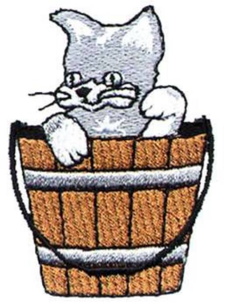 Picture of Kitten In Bucket Machine Embroidery Design