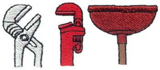 Picture of Plumbing Tools Topper Machine Embroidery Design