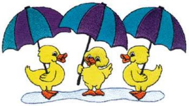 Picture of Ducks With Umbrellas Machine Embroidery Design