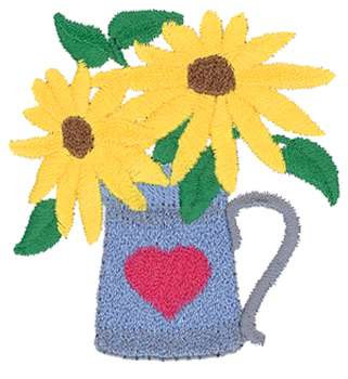 Flowers In Pitcher Machine Embroidery Design