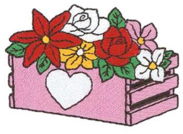 Picture of Crate With Flowers Machine Embroidery Design