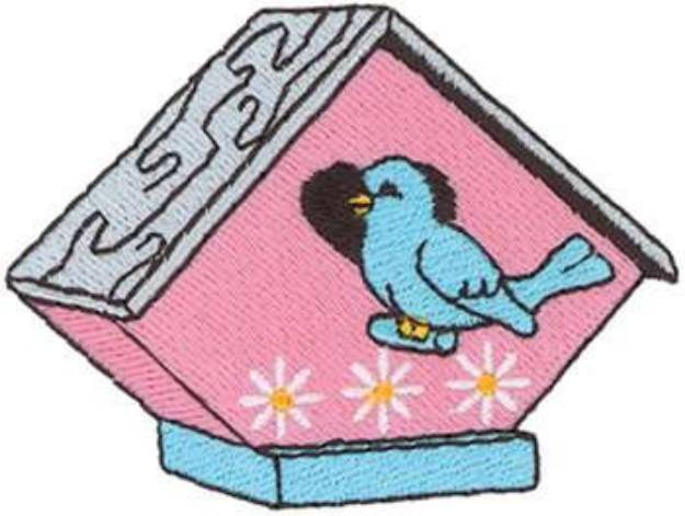 Picture of Daisy Birdhouse Machine Embroidery Design