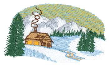 Winter Cabin Machine Embroidery Design