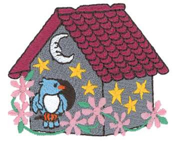 Birdhouse With Stars Machine Embroidery Design