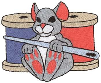 Mouse With Needle Machine Embroidery Design