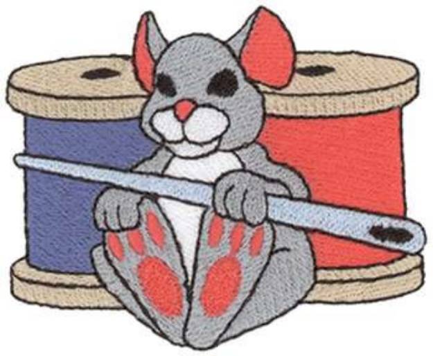 Picture of Mouse With Needle Machine Embroidery Design