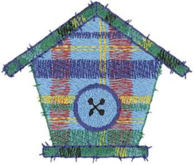 Picture of Patchwork Plaid Birdhouse Machine Embroidery Design