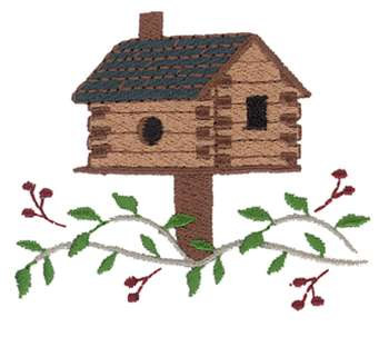 Log Cabin Birdhouse Machine Embroidery Design