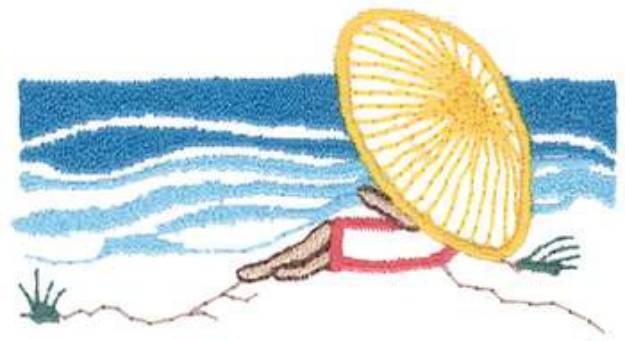 Picture of Lady On Beach Machine Embroidery Design