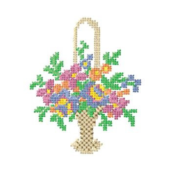 Flower Basket Machine Embroidery Design