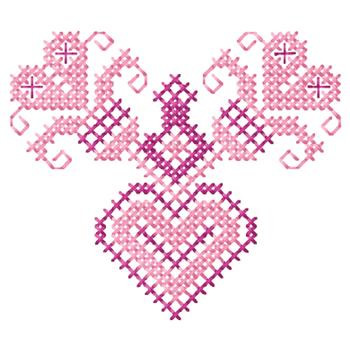 Cross Stitch Hearts Machine Embroidery Design