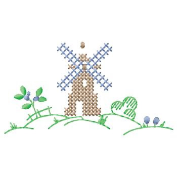 Cross Stitch Windmill Machine Embroidery Design